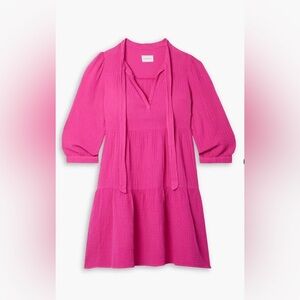 Giselle Tiered Cotton Gauze Mini Dress - Fuchsia | Size Small